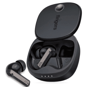 Fingers Mesmeric TWS Earbuds Immersive Sound with 10 mm Deep bass Drivers- Gun Metal & Black