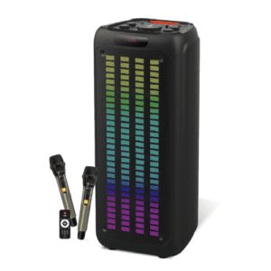 Fingers Rolling Parties-110 Bluetooth Trolley Speaker with Bundled 2 Wireless Mics & Remote (Rich Black)