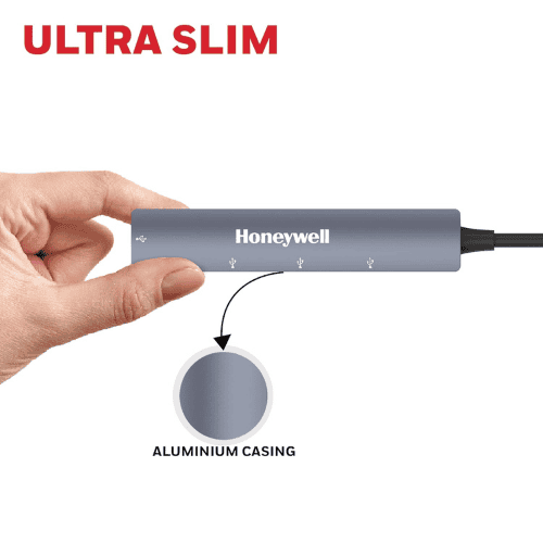 honeywell 4 in1 ultra slim multiport type c hub to 1xusb 3.0 & 3xusb 2.0 ports, 30cms (1 feet) cable-grey