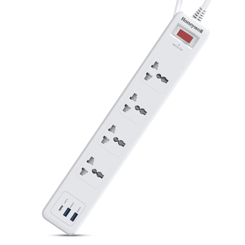 honeywell 4 outlet surge protector usb 20w 1.8m white