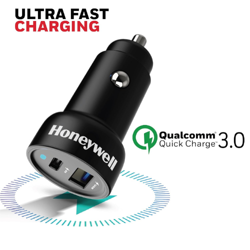honeywell-micro-cla-65w-pd-smart-car-charger-adapter-for-iphone-and-android-1xtype-c-1xusb-a-port-white