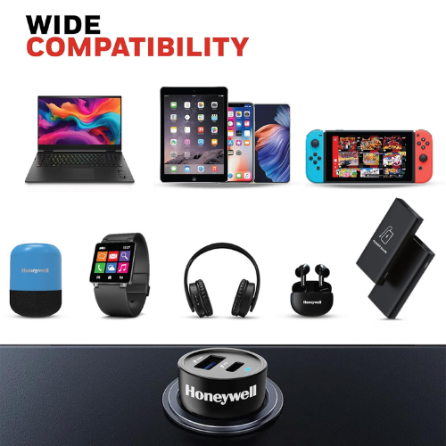 honeywell-micro-cla-65w-pd-smart-car-charger-adapter-for-iphone-and-android-1xtype-c-1xusb-a-port-white