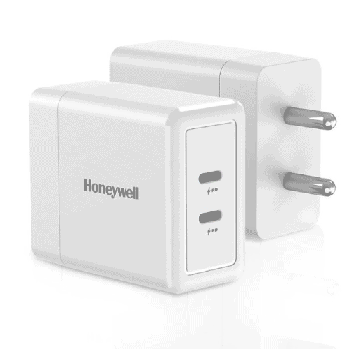 honeywell zest gan 45w charger, ultra-fast wall charger with pps support, 2xtype c pd 3.0 port- white