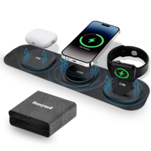 honeywell zest wireless 3-in-1 magnetic foldable magsafe compatible 23w wireless charger for iphone