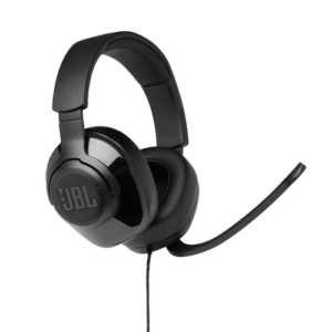JBL Quantum 300 Wired Over Ear Gaming Headphones with Mic, 3.5mm to USB Type-A Adapter (Black)