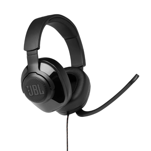 JBL Quantum 300 Wired Over Ear Gaming Headphones with Mic, 3.5mm to USB Type-A Adapter (Black)