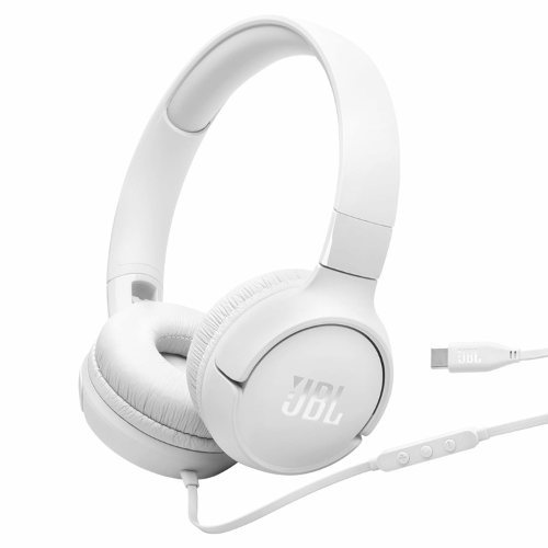 JBL Tune 520C Type C Wired Headphone, Pure Bass Sound, 3-Button Remote with Mic- White