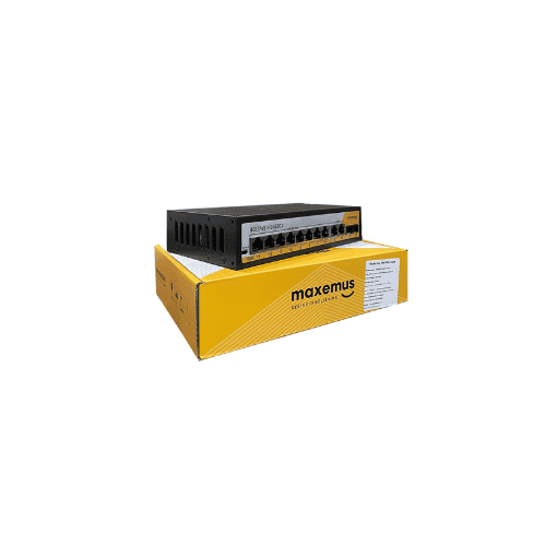 maxemus mx-0402-72w 4-port poe network switch with 2 uplink ports– black