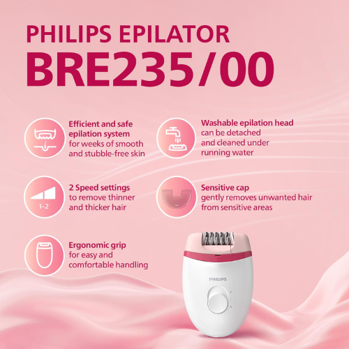 philips-bre235-00-corded-compact-epilator-for-gentle-hair-removal-at-home-white-and-pink