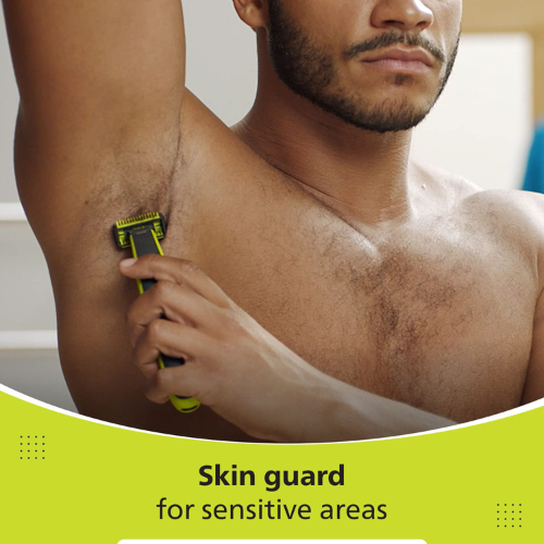 philips-qp2620-10-oneblade-face-body-hybrid-trimmer-and-shaver-45-min-runtime-2-length-settings-green-and-black