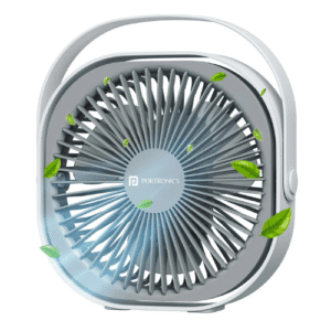 Portronics Cool Cube Portable Fan with 2400mAh Battery, Type-C Charging, White
