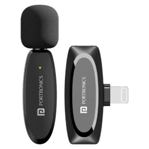 Portronics Dash 7 iPhone with 8-Pin Receiver, Wireless Microphone, Noise Cancellation- Black