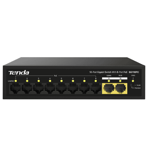 tenda sg110pc 8+2 port desktop gigabit poe switch