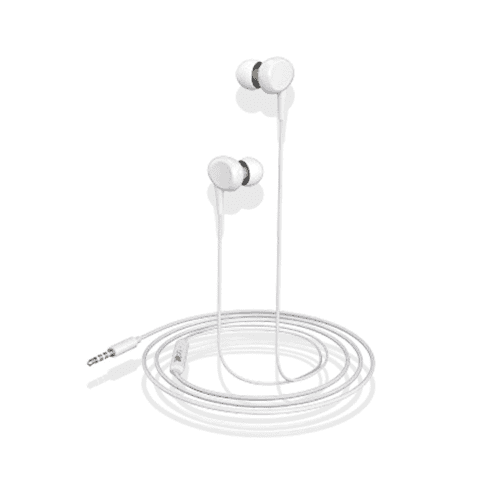 walta elite oval in ear wired earphone with mic white