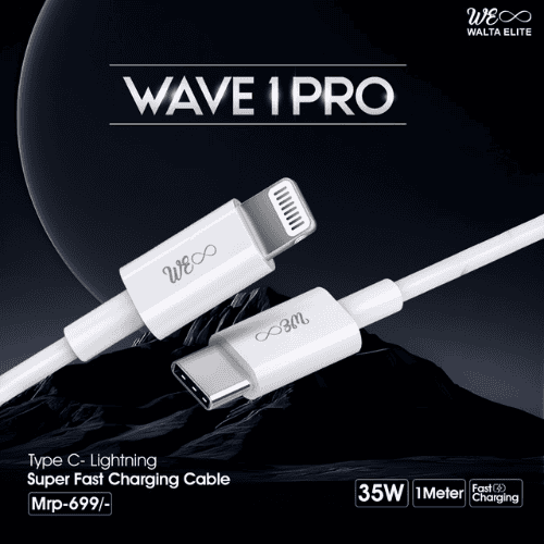 Walta Elite WAVE 1 PRO Type C to iPhone Charging Cable- White