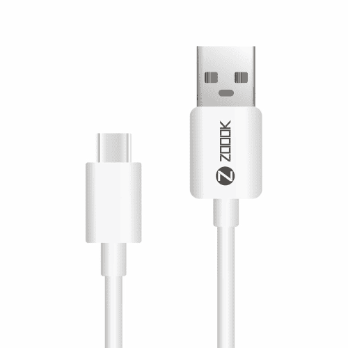 zoook bolt 101 usb to type c ultra fast charge sync cable white